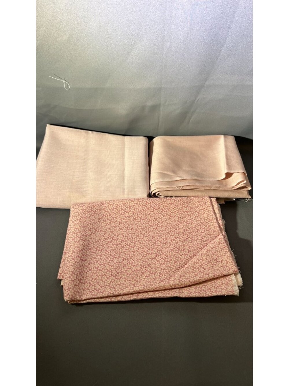 Three Vintage Fabric Pieces - 1 Yd & 1.5 yd pink & 2/3 yrd ditsy floral